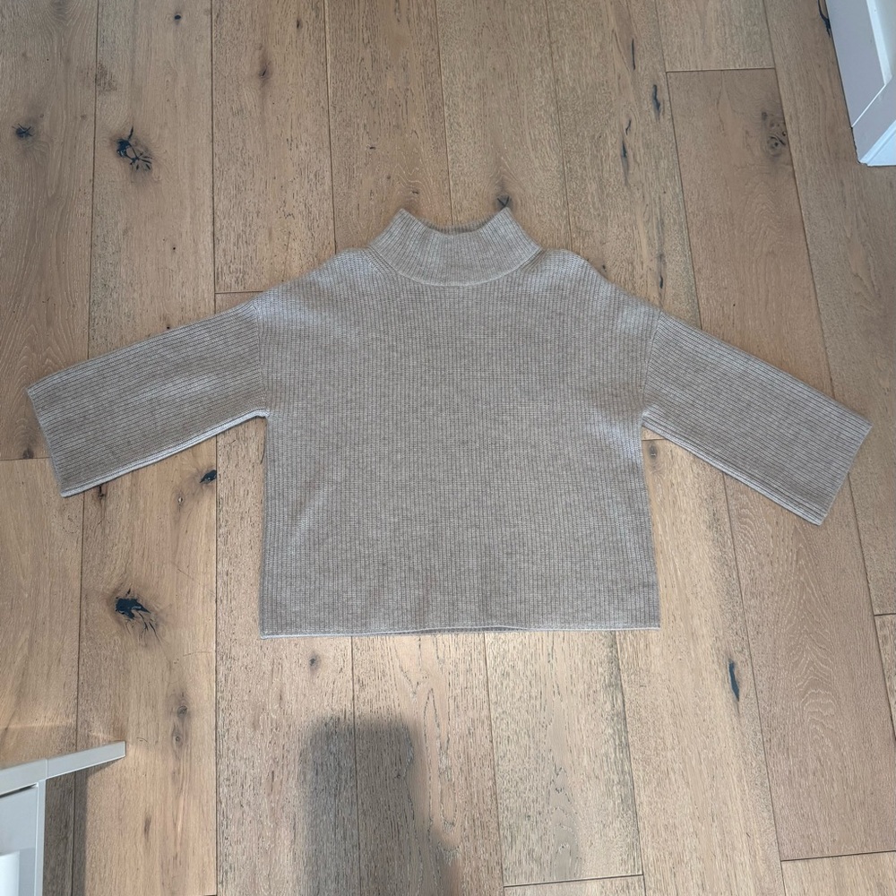 100% Cashmere Rachel Zoe Ribbed Mock Neck Sweater